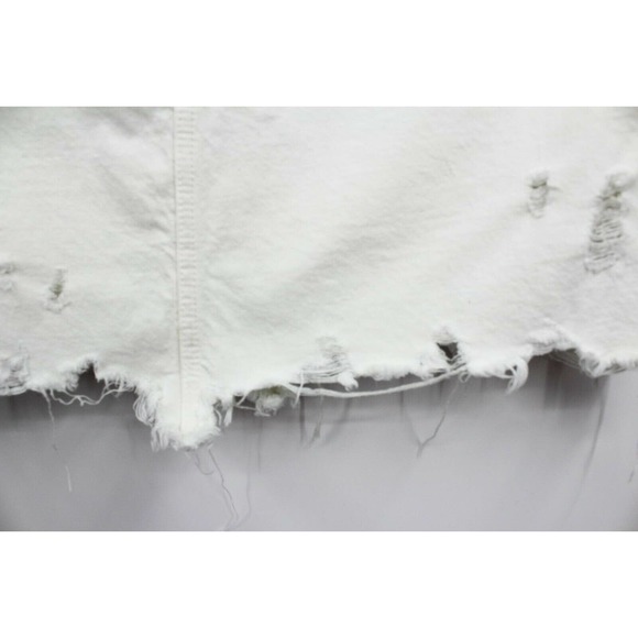 Zara Women's Off White Denim Raw Cut Off Edges Distressed Mini Skirt Size Small - Picture 6 of 8
